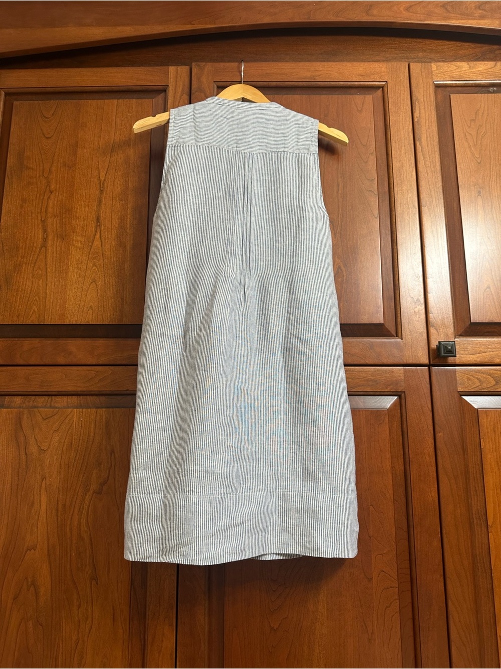 Faherty Light Blue Striped Sleeveless Linen-Blend Mini Dress - Picture 5 of 6